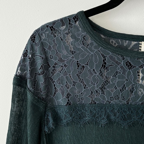 Free People New Romantics Green Lace Top - Picture 4 of 13